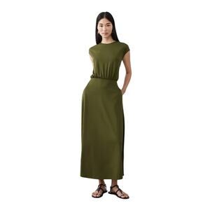 New Banana Republic Green Short Sleeve Knit Pointe T-shirt Midi Dress W Pockets